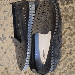 Eric Michael Charcoal Geometric Woman's Loafers